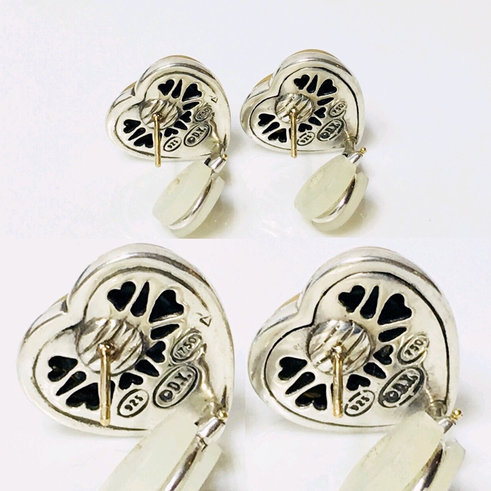 David Yurman Sterling 18k Cable Heart Earrings - Picture 4 of 7
